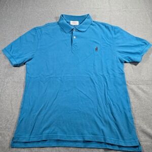 Johnnie-O Mens Blue Cotton Pique Short Sleeve Surfer Logo Polo Shirt Size L
